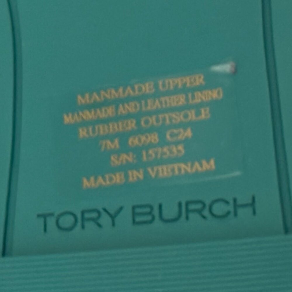 Tory Burch Miller Mirrored Metallic Sandal- Teal Color - Picture 5 of 11